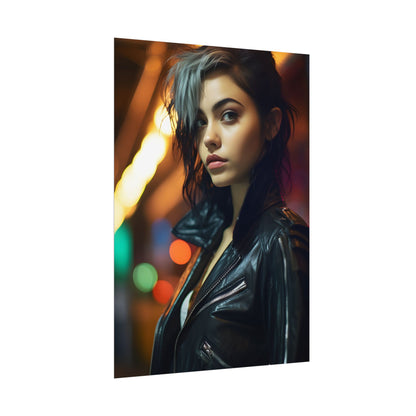 Vibrant Digital Art Print: Teenage Cyberpunk Close-Up - Poster