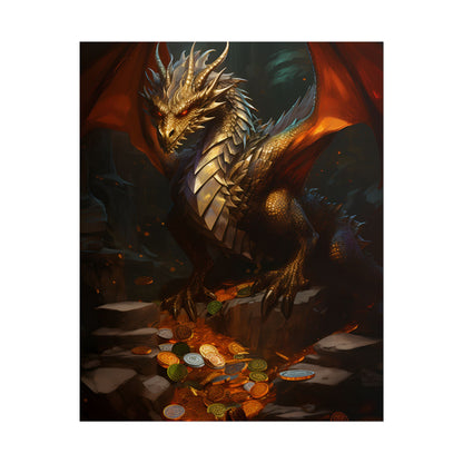 Ancient Fantasy Dragon Guard: Majestic Creature Art - Poster