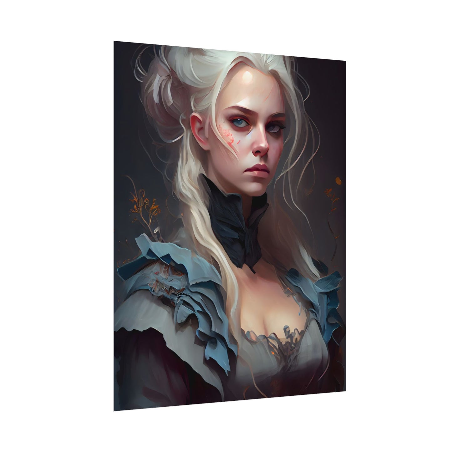 Blonde Profile Portrait: Simple Daylight Dress Art - Poster