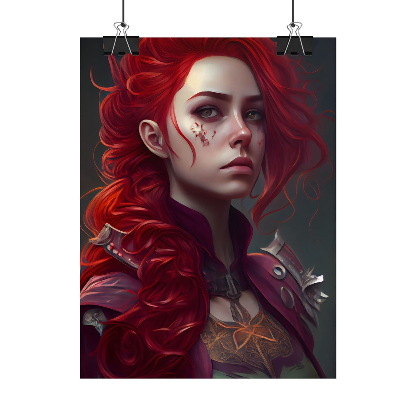 Realistic Red Hair Portrait: Soft Light Artwork - Poster