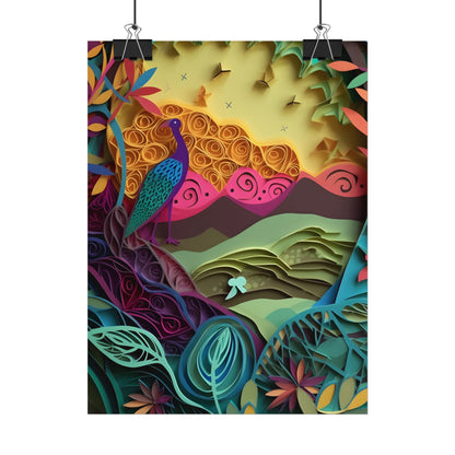 Vibrant Indian Quilling Art: Traditional Landscape Decoration - Poster