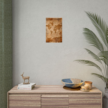 Vintage World Map: Artistic Cartography on Canvas - Poster
