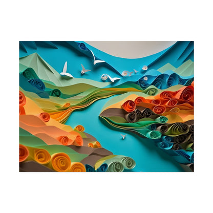 Magical Beach Paradise: Peaceful Paper Quilling Art - Poster