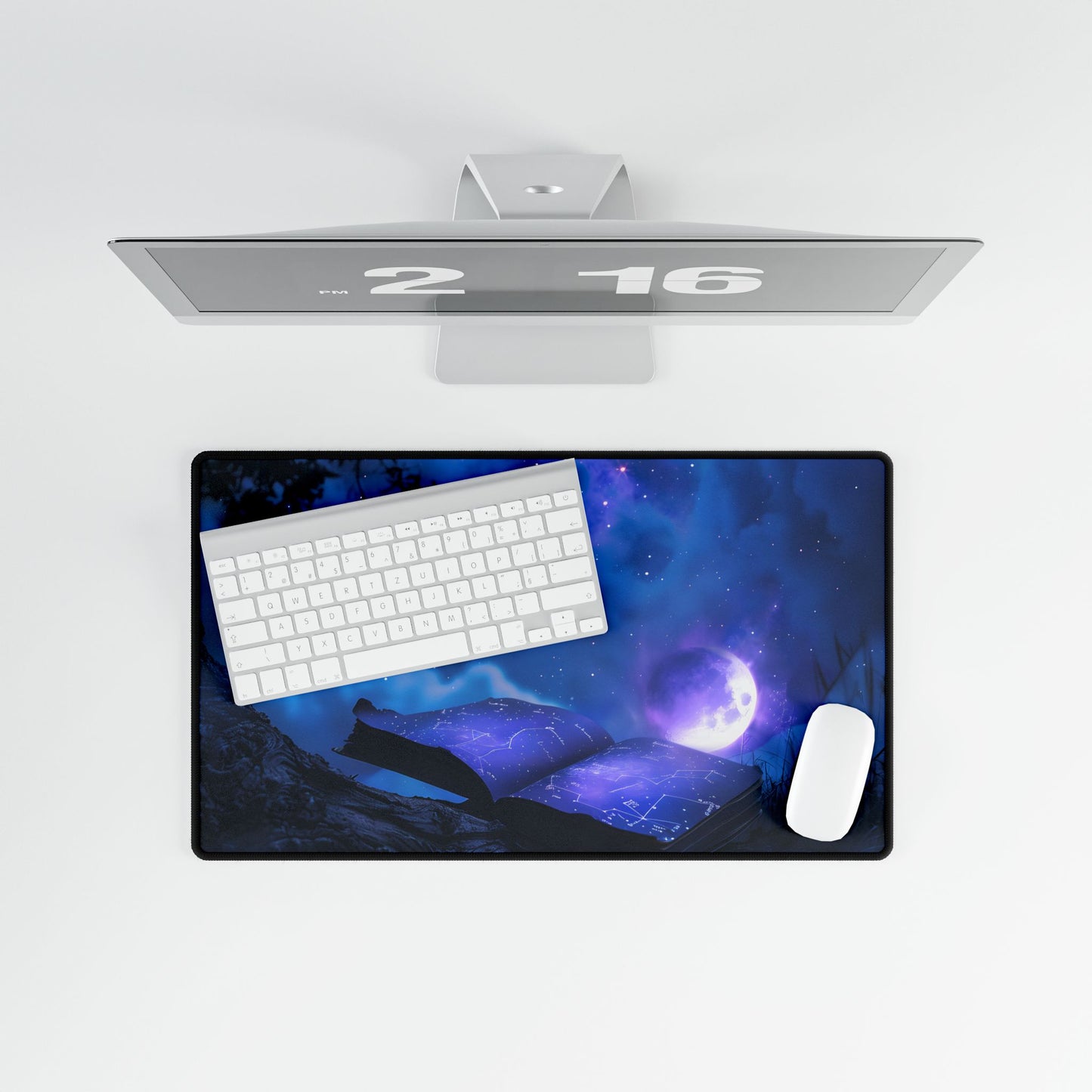 Starry Night Sky: Tranquil Celestial Scene - Desk Mat