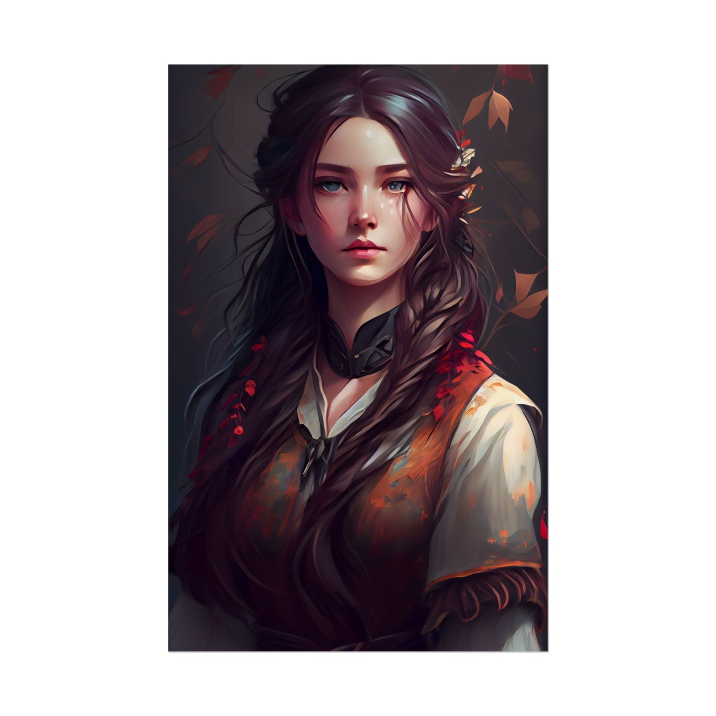 Vibrant Portrait: Brown Hair, Green Eyes Artwork - Poster