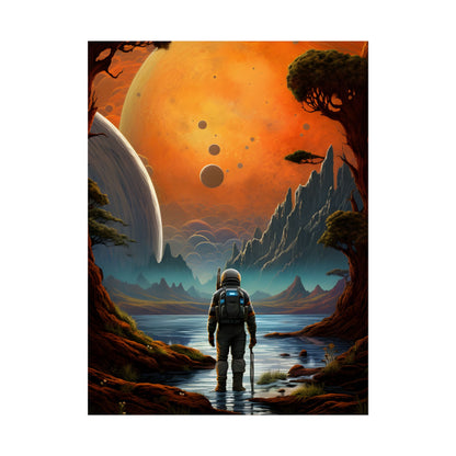 Futuristic Wilderness Explorer: Jetpack Adventure Art - Poster
