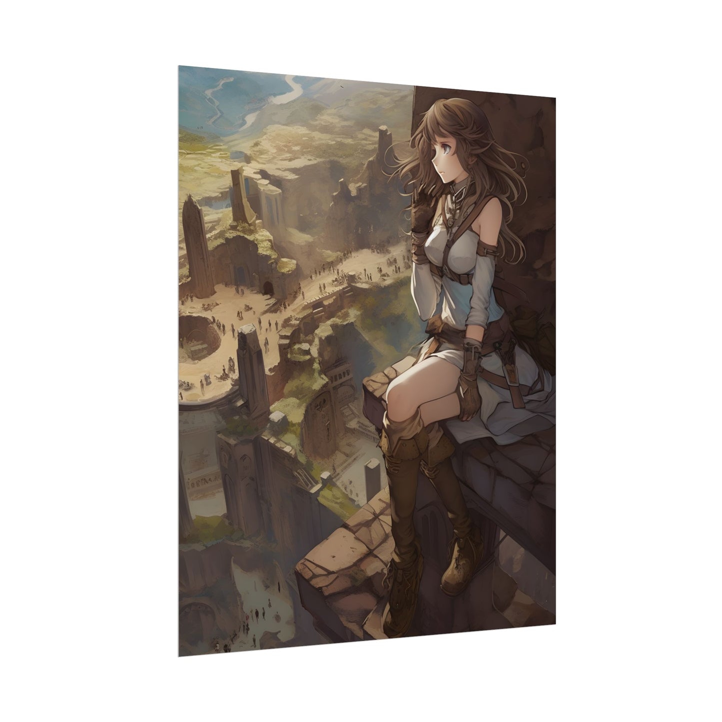 Heroic Bird's Eye View: A Detailed Anime Scene - Poster