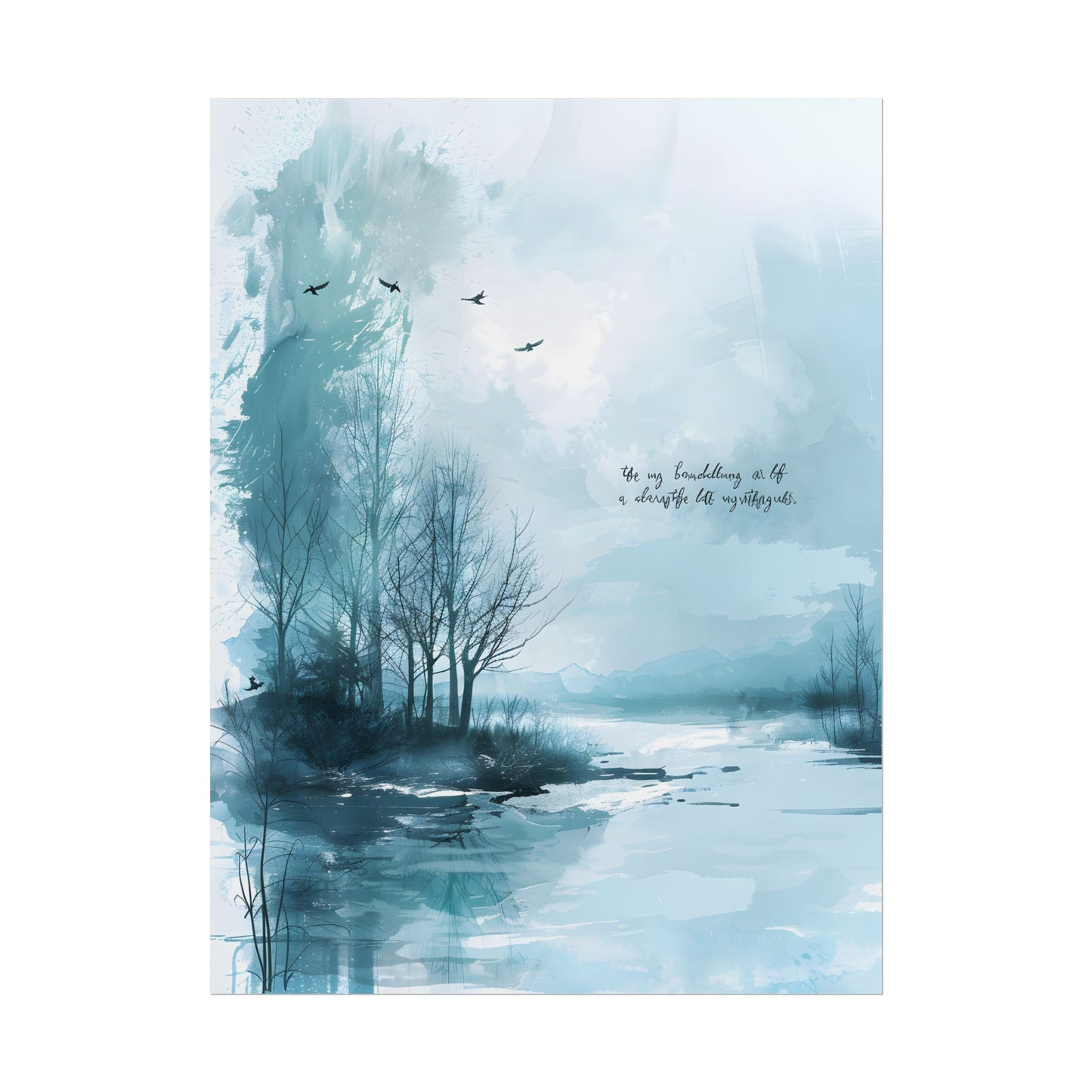 Serene Landscape: A Peaceful Nature Scene with Inspirational Quote - Poster