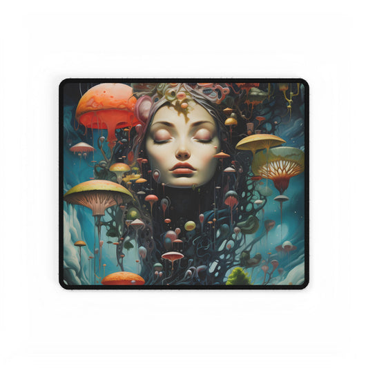 Celestial Art Gallery: Abstract Masterpiece & Traditional Portrait - Desk Mat