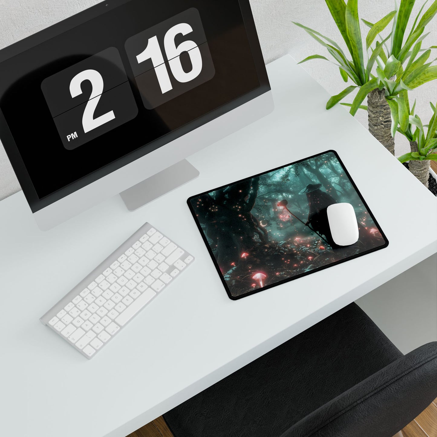 Whispers of Magic in Enchanted Woods: A Mysterious Encounter with the Witch - Desk Mat