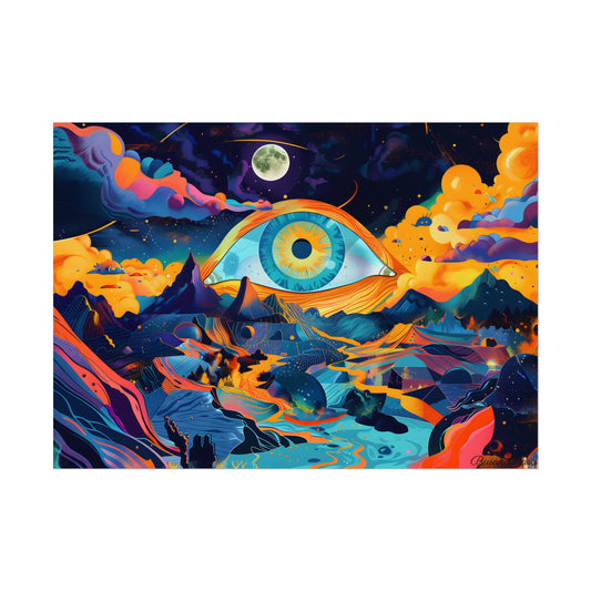 Surreal Landscape with Giant Eye: Mysterious Artwork - Poster