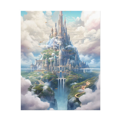 Floating City in Celestial Fantasy Realm: Whimsical Artwork - Poster