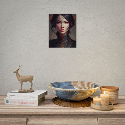 Realistic Female Portrait in Elegant Dress - Poster