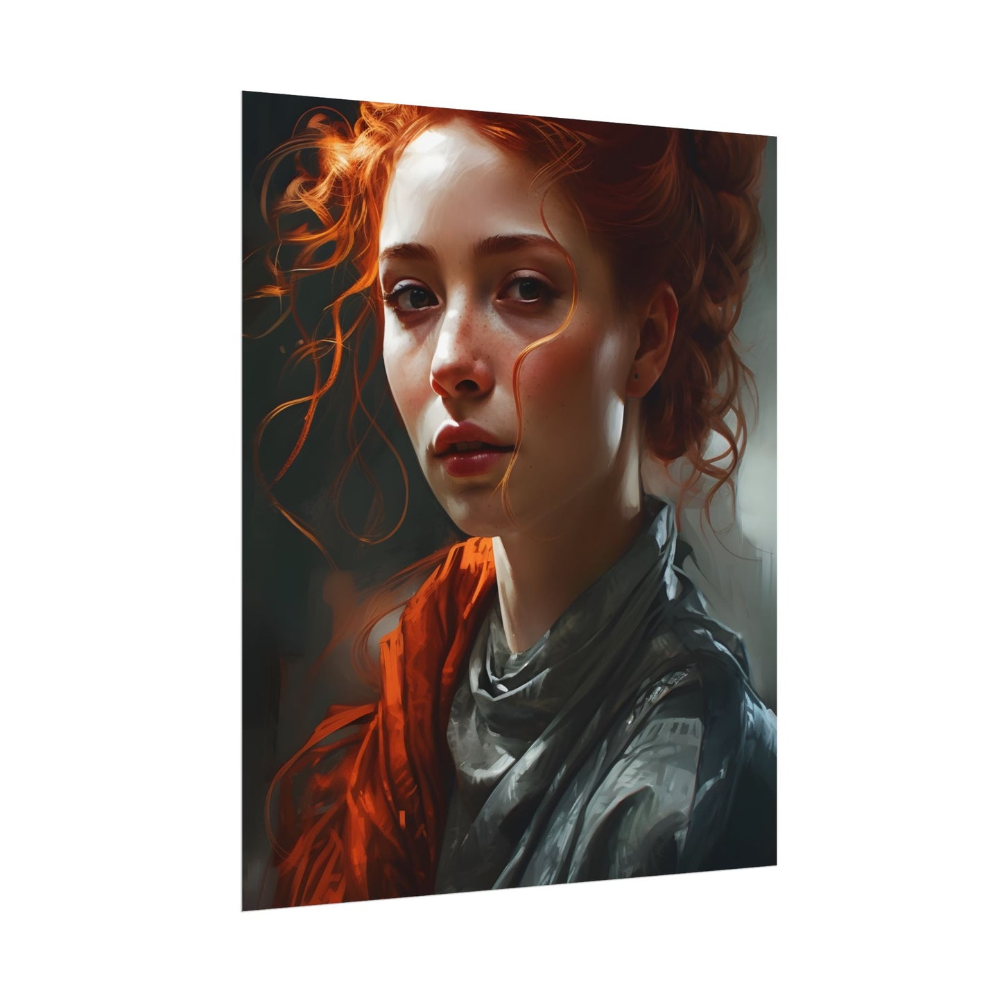 Astonishing Redhead Portrait: Neutral Expression Art - Poster