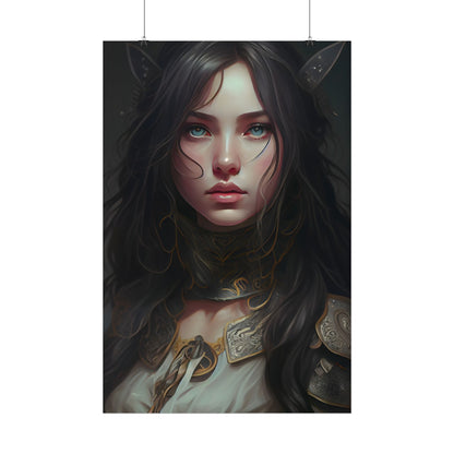 Vibrant Red Portrait: Dynamic Female Artwork - Poster