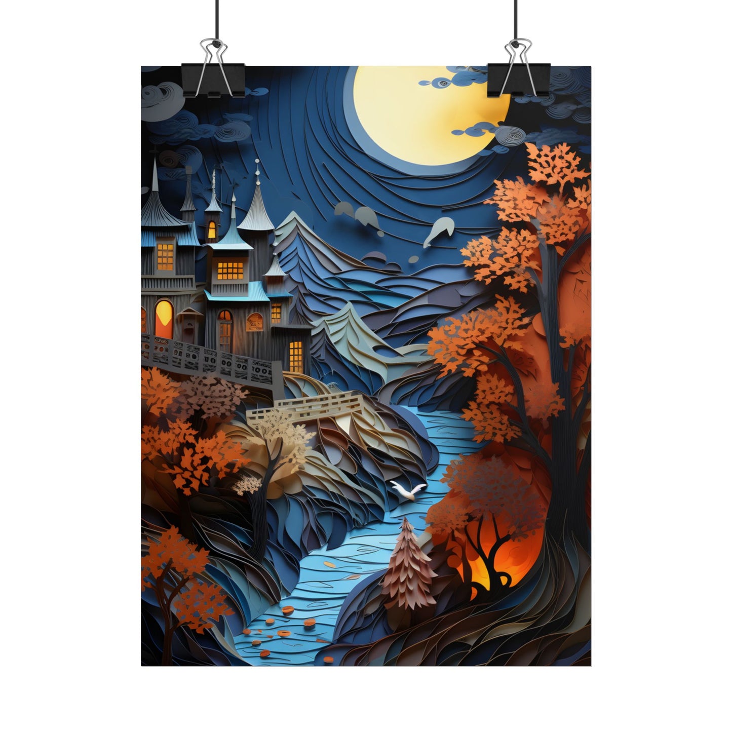 Eye-Catching European Landscape: Realistic Paper Quilling Artwork - Poster