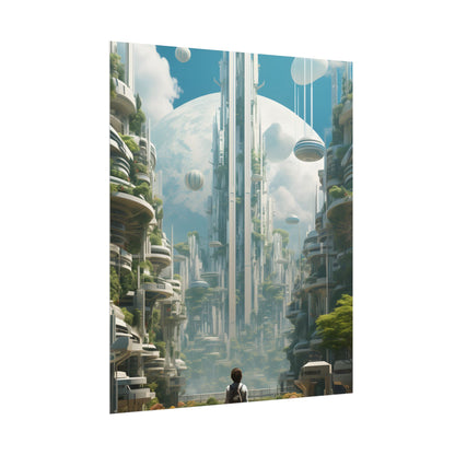 Dystopian Utopia: Futuristic Cityscape Under Oppression - Poster