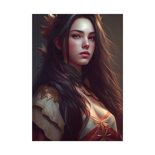 Astonishing Female Portrait: Brown Hair Artwork - Poster