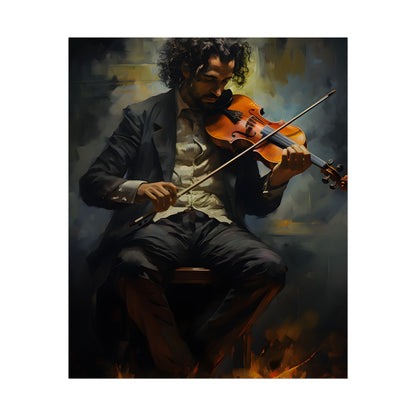 Mysterious Musician Portrait: Digital Artwork - Poster