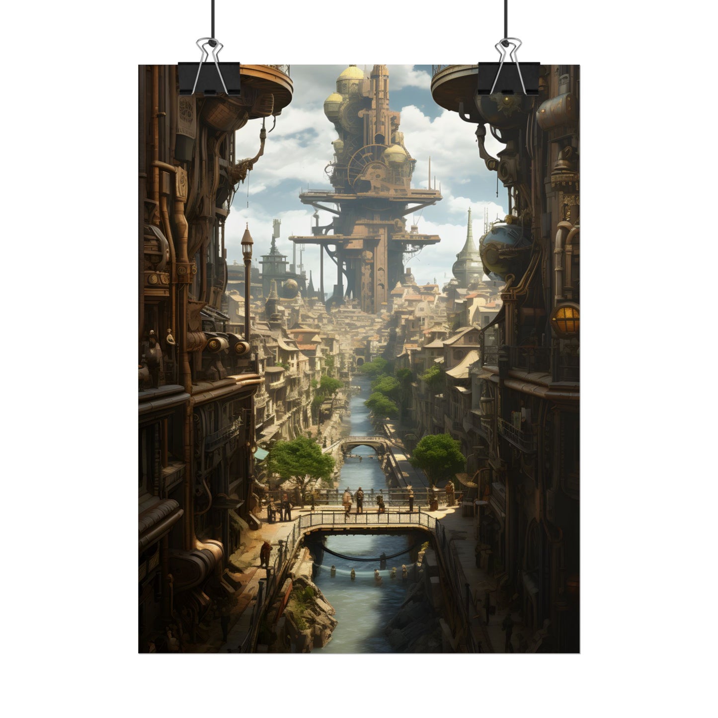 Steampunk Paris 1875: Vintage Cityscape Artwork - Poster