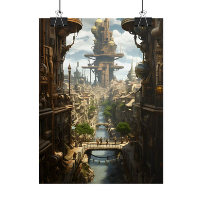 Steampunk Paris 1875: Vintage Cityscape Artwork - Poster