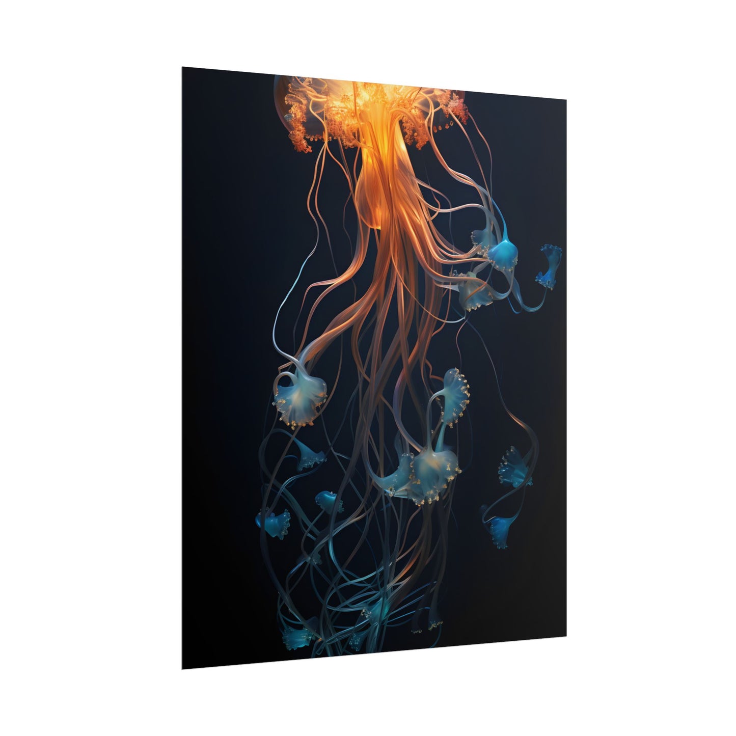 Bioluminescent Oceanic Ballet: Mesmerizing Underwater Scene Artwork - Poster