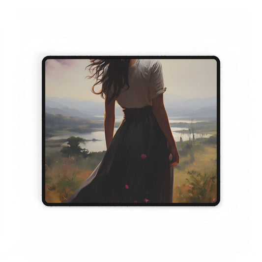 Ethereal Beauty: A Candid Portrait of a Dark-Skinned Woman - Desk Mat