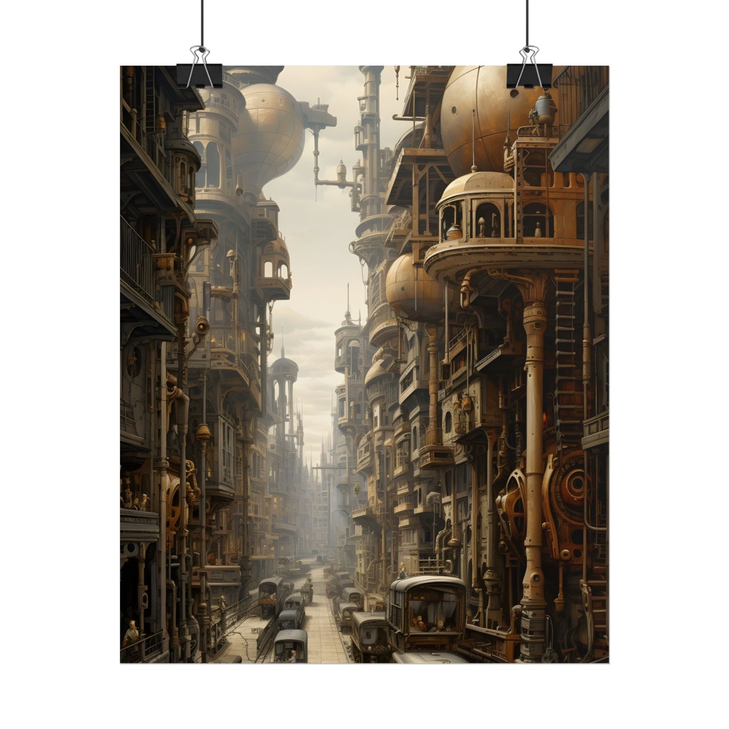 Steampunk Cityscape: A Glimpse into Jules Verne's Paris - Poster