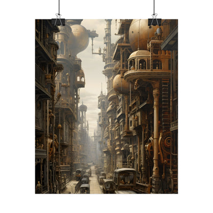 Steampunk Cityscape: A Glimpse into Jules Verne's Paris - Poster
