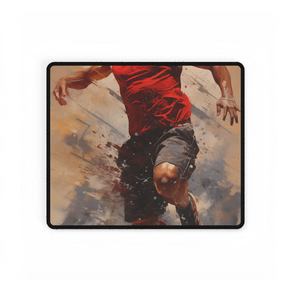 Passionate Athlete: Dedicated Sports Portrait - Desk Mat