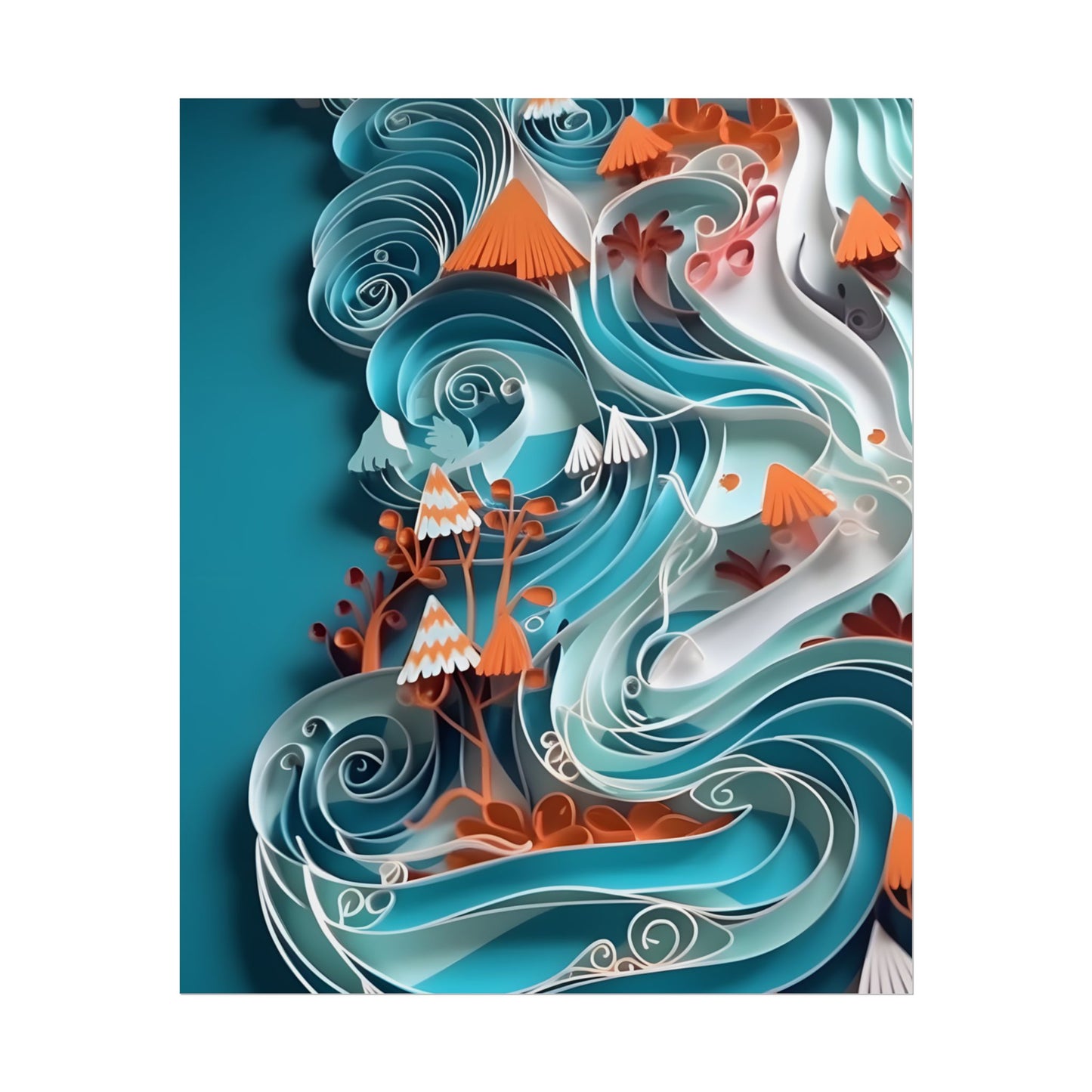Paper Quilled Canyon Landscape: Natural Desert Artwork - Poster