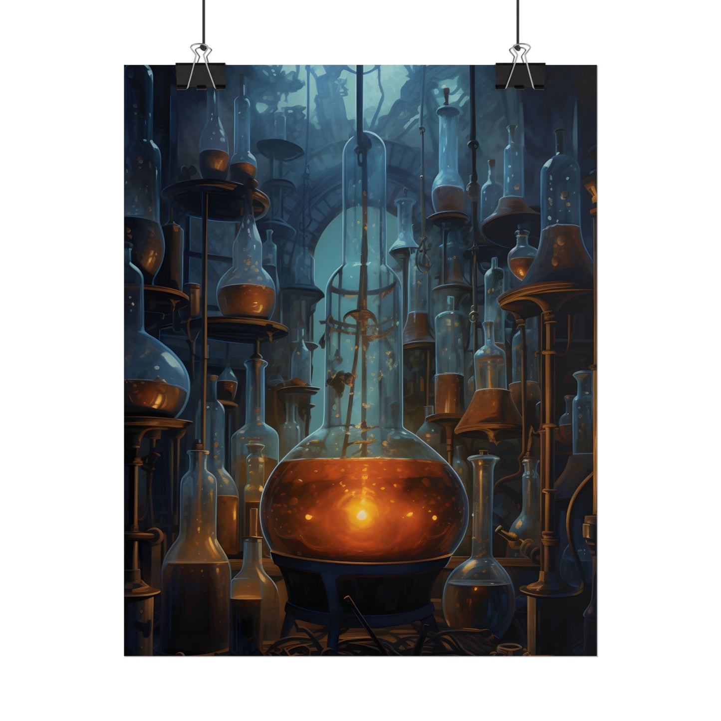 Scientific Discovery: Mysterious Laboratory Scene with Beaker and Whiteboard - Poster