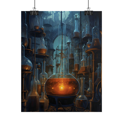 Scientific Discovery: Mysterious Laboratory Scene with Beaker and Whiteboard - Poster