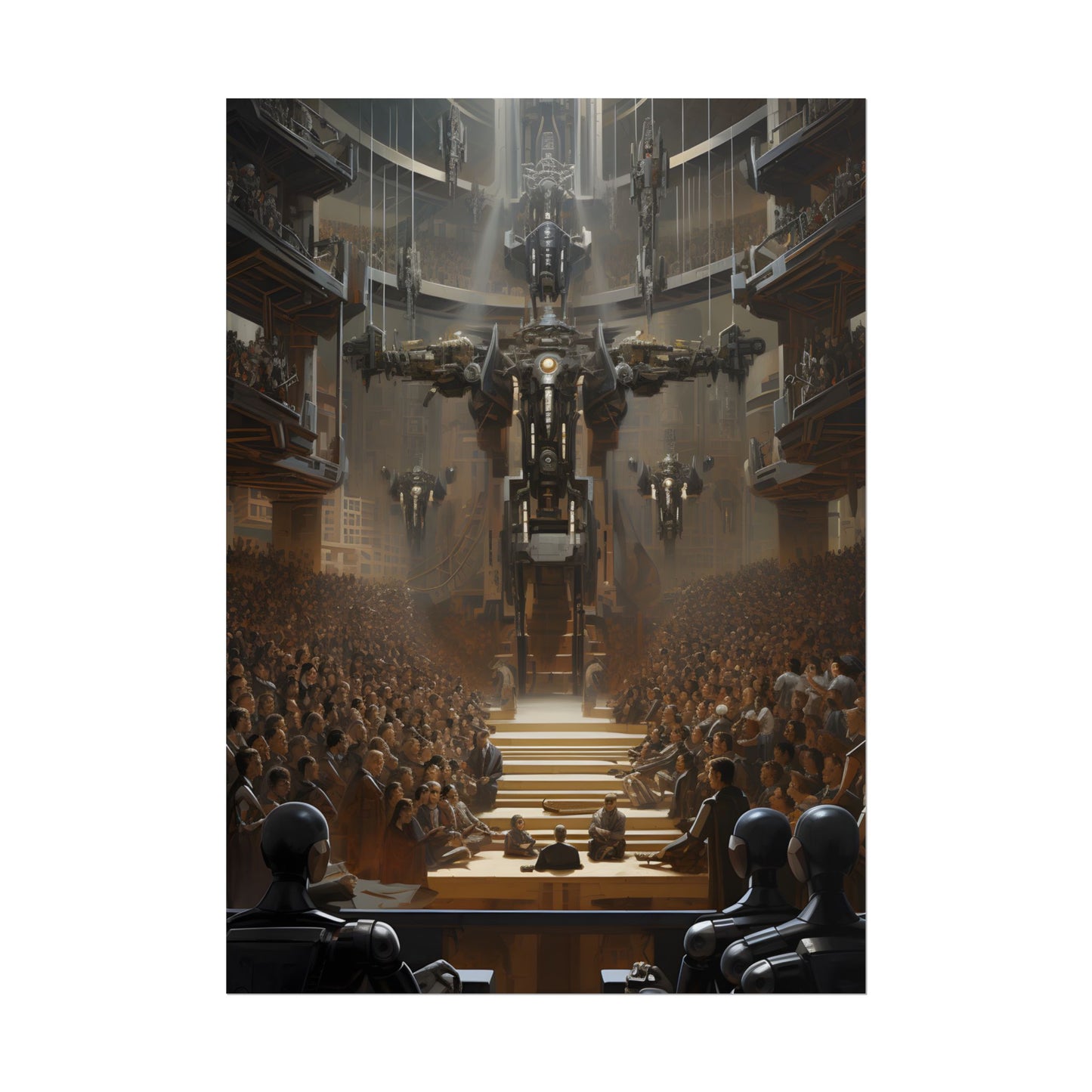 Robot Symphony: Elevated View of Robot Orchestra - Poster