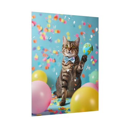 Whimsical Cat in Bow Tie: Close-Up Art Print - Poster