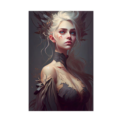 Elegant Blonde Portrait: Outdoor Woman in Dress - Poster