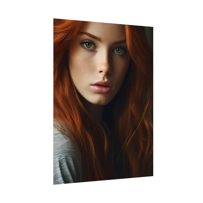 Redhead Woman in Nature: Candid Photo - Poster
