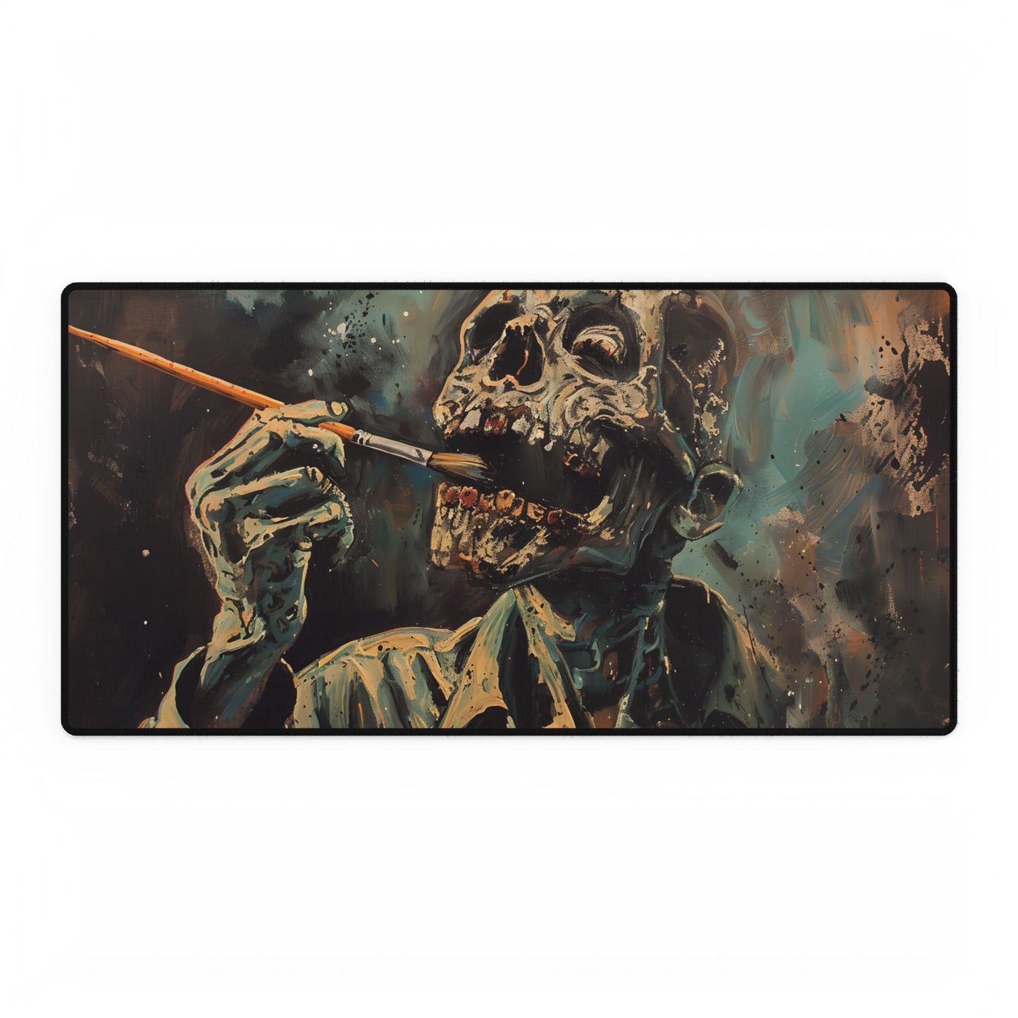 Surreal Zombie Painter: Unique Artwork in Progress - Desk Mat