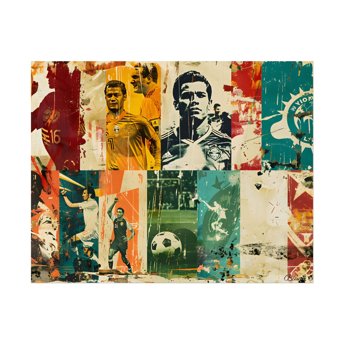 Vintage Soccer Posters: Retro Sports Art Collage - Poster