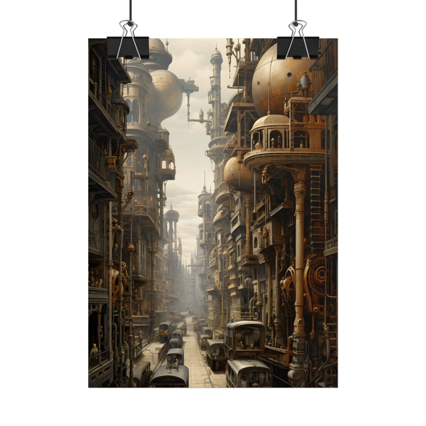 Steampunk Cityscape: A Glimpse into Jules Verne's Paris - Poster