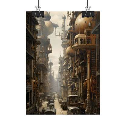 Steampunk Cityscape: A Glimpse into Jules Verne's Paris - Poster