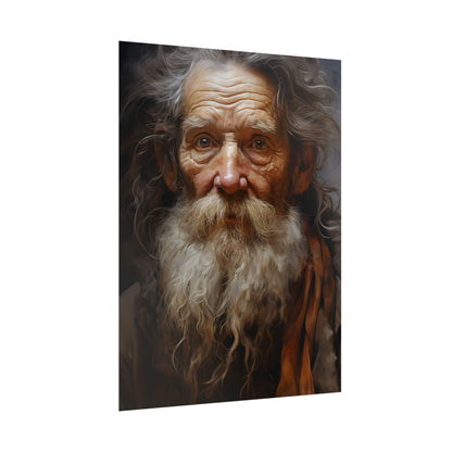 Elderly Wisdom: Realistic Portrait Art - Poster