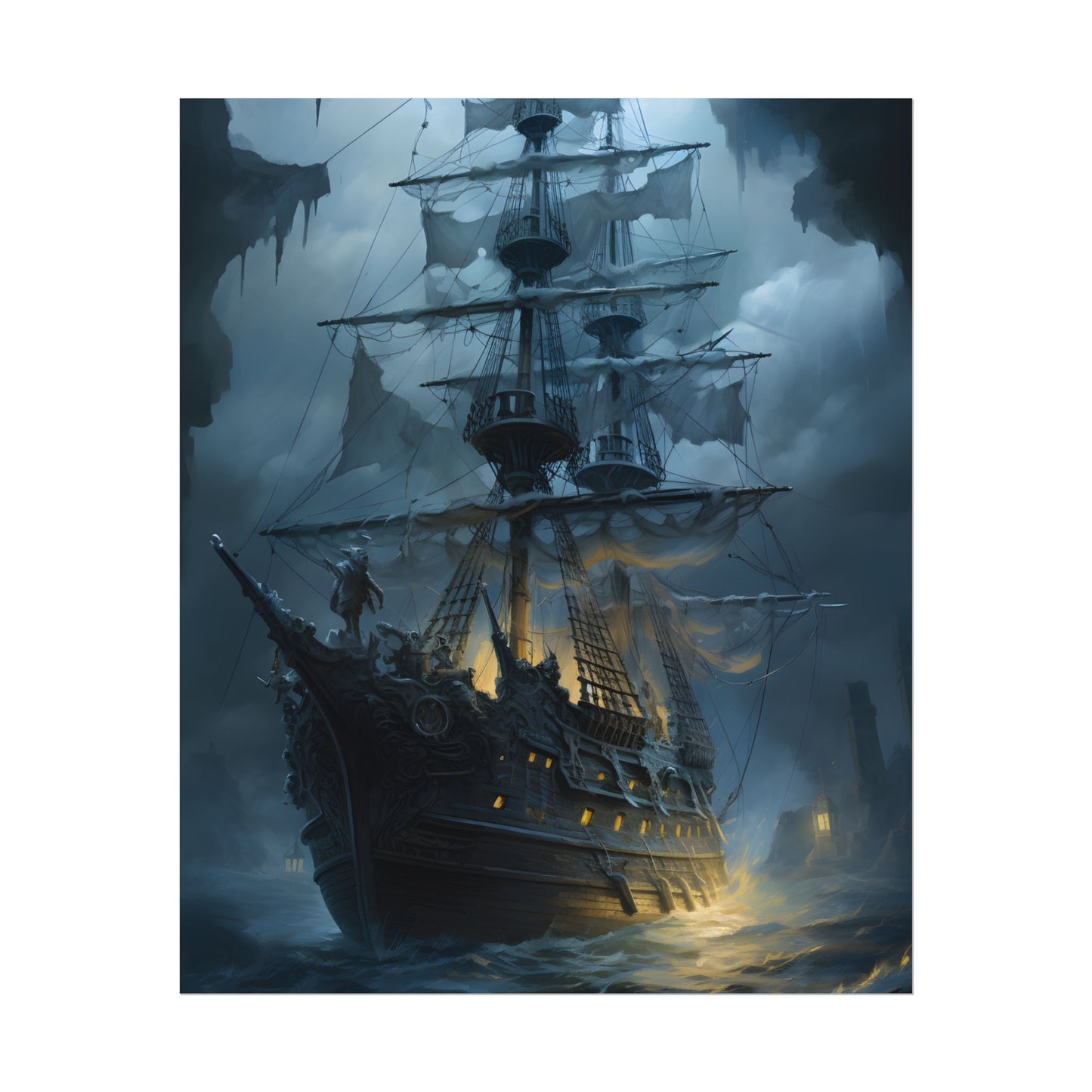 Ghost Pirate Sails: Mysterious Ocean Artwork - Poster