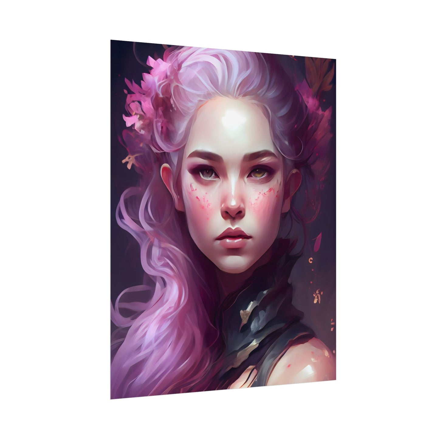 Astonishing Female Portrait with Pink Hair: Dre Artwork - Poster