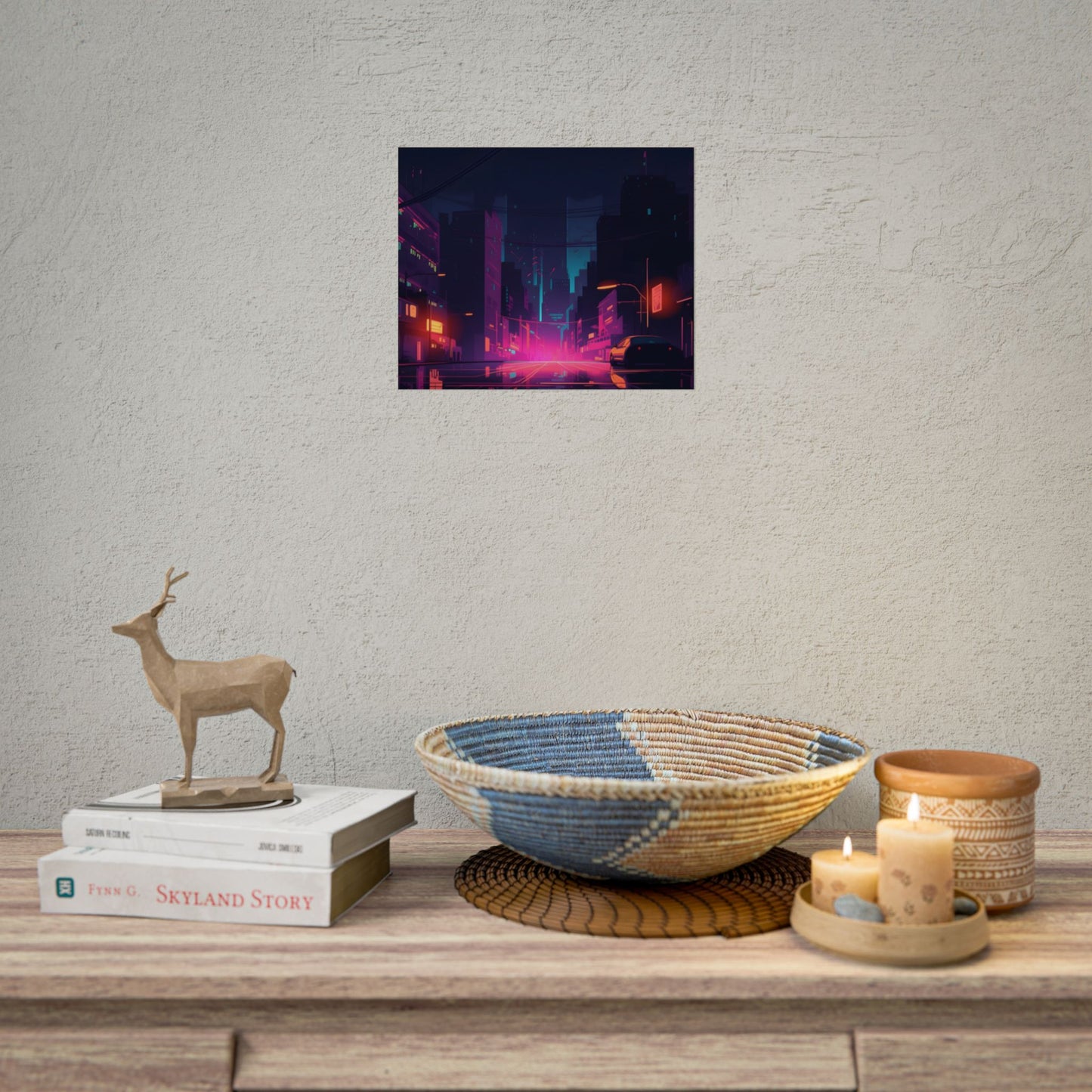 Cyberpunk Night: Moody Cityscape with Unique Architecture - Poster
