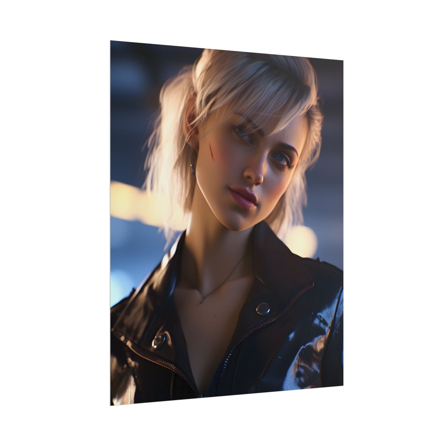 Cyberpunk Teenage Girl: Blonde Digital Art - Poster