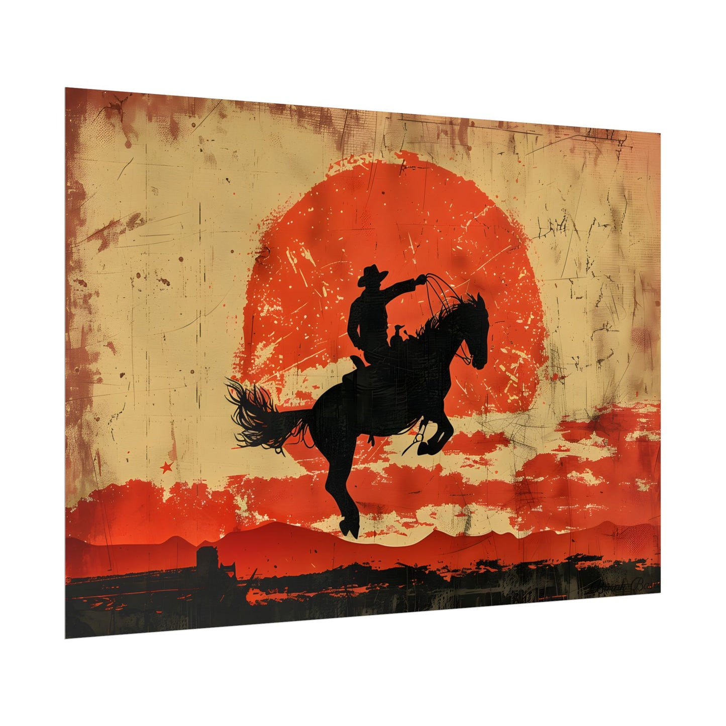 Vintage Rodeo Cowboy: Classic Bucking Bronco Art - Poster