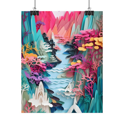 Japanese Paper Quilling Craft: Vibrant Landscape Art - Poster