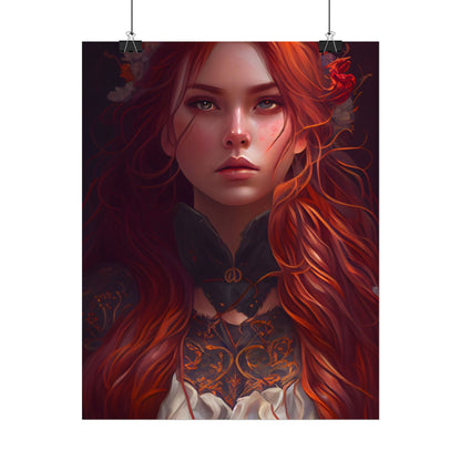 Redhead Female Portrait in a Dress - Poster