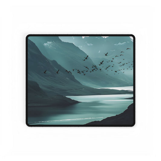 Serene Mountain Landscape: Peaceful Nature Photography - Desk Mat